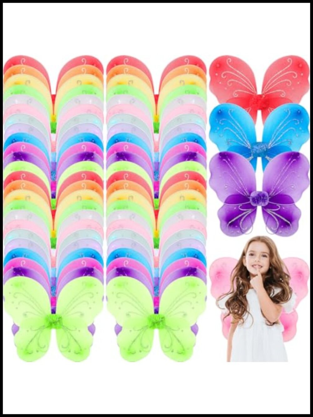 Butterfly Fairy Wings Girls Costume Accessory 48 Pack